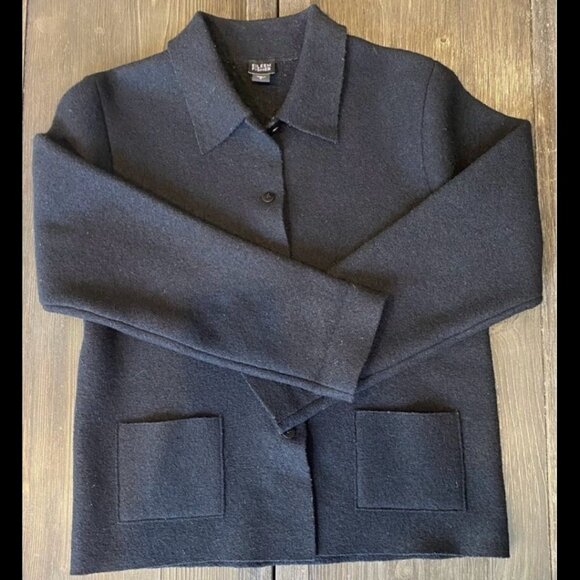 Eileen Fisher Wool Button Up Light Weight Jacket Sweater - Picture 2 of 7